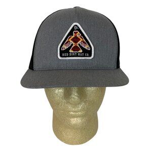 Red Dirt Hat Co Gray Black Mesh Trucker Cap Embroidered Patch Design Snapback